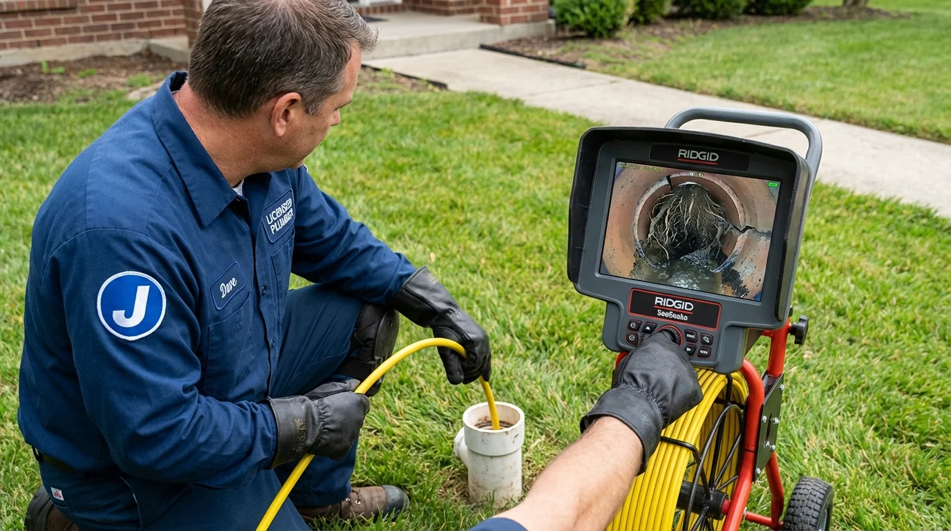 Sewer camera inspection being performed by Johns Plumbing LLC in Lincolnton