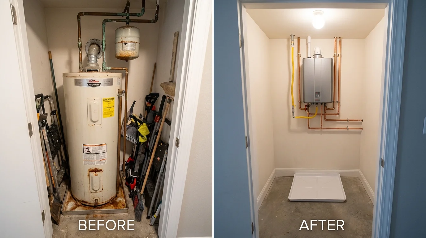 Tank water heater versus wall-mounted tankless unit comparison for Lincolnton, NC homeowners